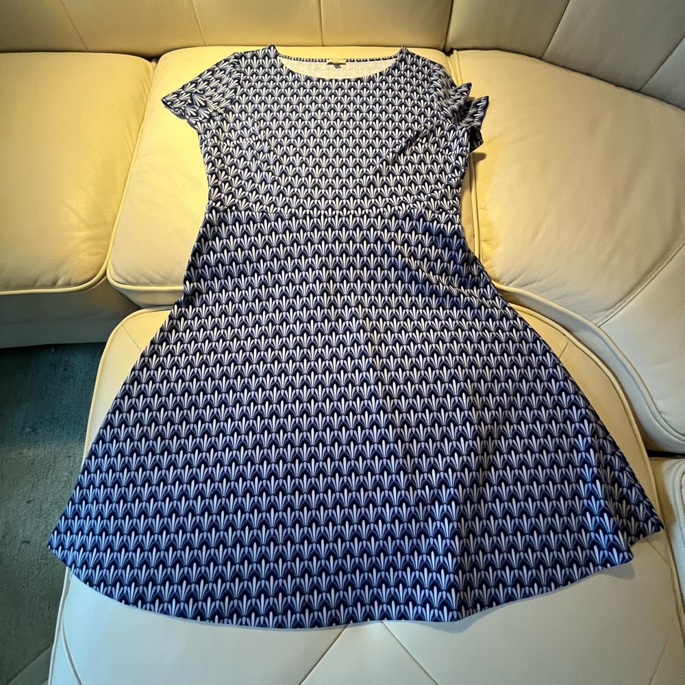 Talbots Navy and Light Blue Midi Dress
